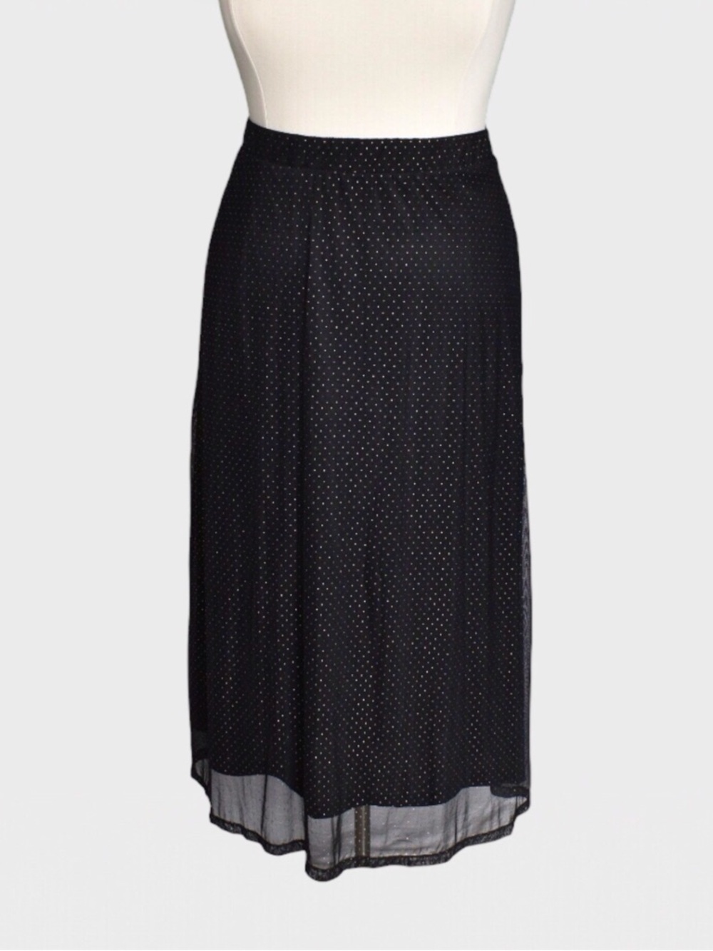 C Est‎ 1946 Shimmery Polka Dot Sheer Overlay Maxi Skirt
